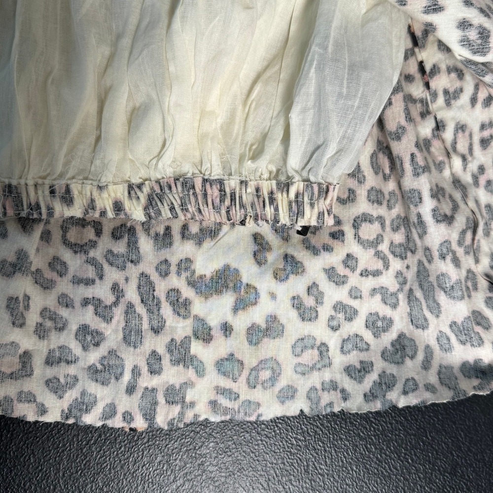 ASOS‎ DESIGN Leopard Print Peplum Cami Top Pink Tan Cotton Keyhole Tie US 2 - Picture 6 of 8